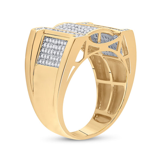 10k Yellow Gold Mens Round Diamond Band Ring 5/8 Cttw