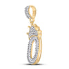 10k Yellow Gold Mens Baguette Diamond Number 0 Crown Charm Pendant 3/4 Cttw