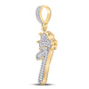 10k Yellow Gold Mens Baguette Diamond Number 1 Crown Charm Pendant 1/2 Cttw