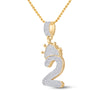 10k Yellow Gold Mens Baguette Diamond Number 2 Crown Charm Pendant 3/4 Cttw