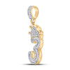 10k Yellow Gold Mens Baguette Diamond Number 3 Crown Charm Pendant 5/8 Cttw