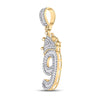 10k Yellow Gold Mens Round Diamond Number 9 Crown Charm Pendant 3/4 Cttw