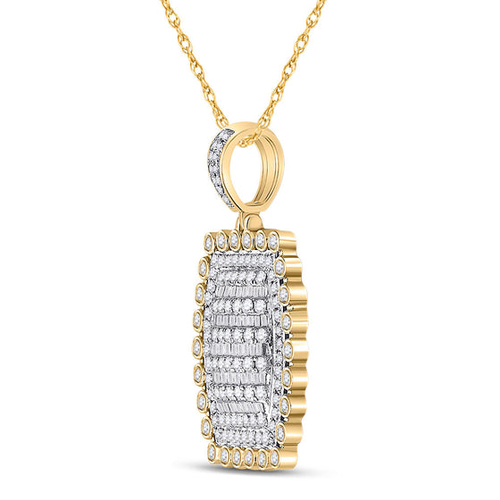 10k Yellow Gold Mens Round Diamond Pillow Cushion Charm Pendant 2-1/3 Cttw