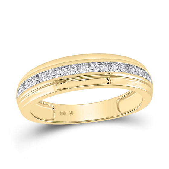 14k Yellow Gold His Hers Round Diamond Cluster Matching Wedding Set 1-1/4 Cttw