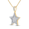 14k Yellow Gold Mens Round Diamond Star Charm Pendant 3/4 Cttw