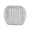 14k Yellow Gold Mens Baguette Diamond Square Ring 2-1/2 Cttw