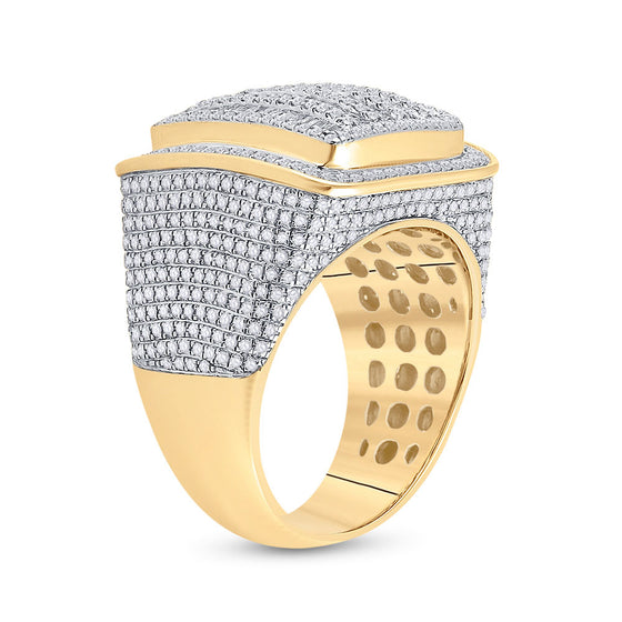 14k Yellow Gold Mens Baguette Diamond Square Ring 2-1/2 Cttw