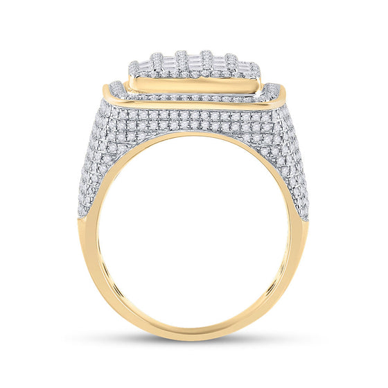 14k Yellow Gold Mens Baguette Diamond Square Ring 2-1/2 Cttw