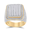14k Yellow Gold Mens Baguette Diamond Square Ring 2-1/2 Cttw