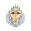 14k Yellow Gold Mens Round Ruby Diamond Lion Face Animal Ring 1-3/4 Cttw