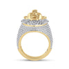 14k Yellow Gold Mens Round Ruby Diamond Lion Face Animal Ring 1-3/4 Cttw