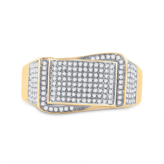 10k Yellow Gold Mens Round Diamond Fashion Ring 1/2 Cttw