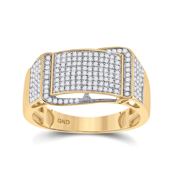 10k Yellow Gold Mens Round Diamond Fashion Ring 1/2 Cttw