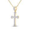 14k Yellow Gold Mens Round Diamond Cross Charm Pendant 7/8 Cttw