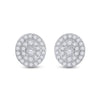 10k White Gold Womens Round Diamond Oval Earrings 1/3 Cttw
