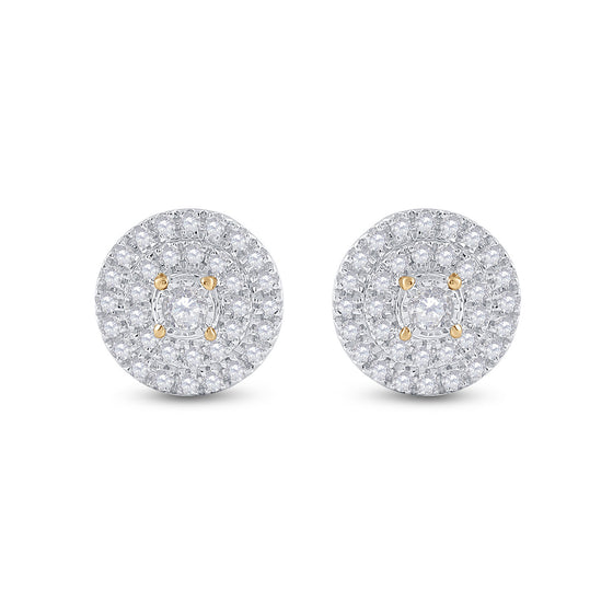 10k Yellow Gold Womens Round Diamond Circle Earrings 1/4 Cttw