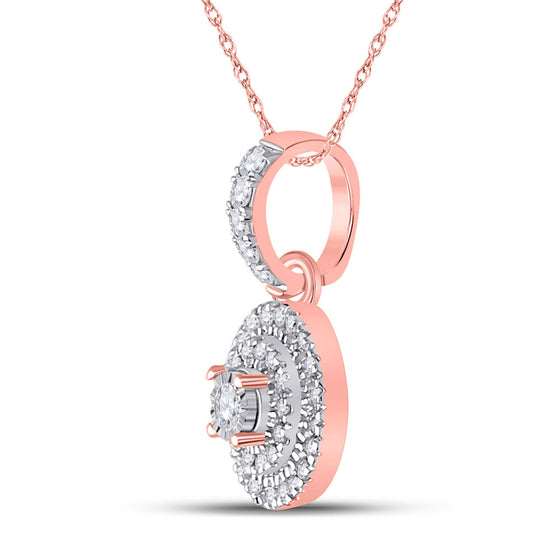 10k Rose Gold Womens Round Diamond Circle Pendant 1/6 Cttw