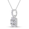 10k White Gold Womens Round Diamond Square Pendant 1/6 Cttw