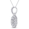 10k White Gold Womens Round Diamond Oval Pendant 1/3 Cttw