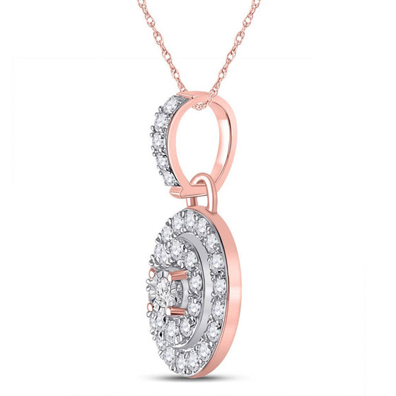 10k Rose Gold Womens Round Diamond Oval Pendant 1/3 Cttw