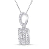 10k White Gold Womens Round Diamond Square Pendant 1/4 Cttw