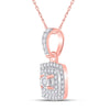10k Rose Gold Womens Round Diamond Square Pendant 1/4 Cttw