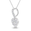10k White Gold Womens Round Diamond Heart Pendant 1/3 Cttw