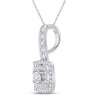 10k White Gold Womens Round Diamond Square Pendant 1/3 Cttw
