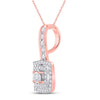 10k Rose Gold Womens Round Diamond Square Pendant 1/3 Cttw