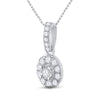 10k White Gold Womens Round Diamond Oval Pendant 1/5 Cttw