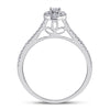 10k White Gold Round Diamond Oval Bridal Wedding Ring Band Set 1/3 Cttw