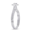 10k White Gold Round Diamond Oval Bridal Wedding Ring Band Set 1/3 Cttw