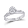10k White Gold Round Diamond Oval Bridal Wedding Ring Band Set 1/3 Cttw