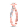 10k Rose Gold Round Diamond Oval Bridal Wedding Ring Band Set 1/3 Cttw