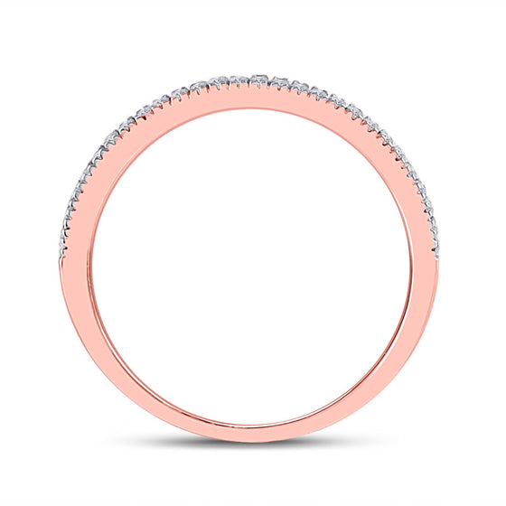 10k Rose Gold Round Diamond Oval Bridal Wedding Ring Band Set 1/3 Cttw
