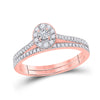 10k Rose Gold Round Diamond Oval Bridal Wedding Ring Band Set 1/3 Cttw