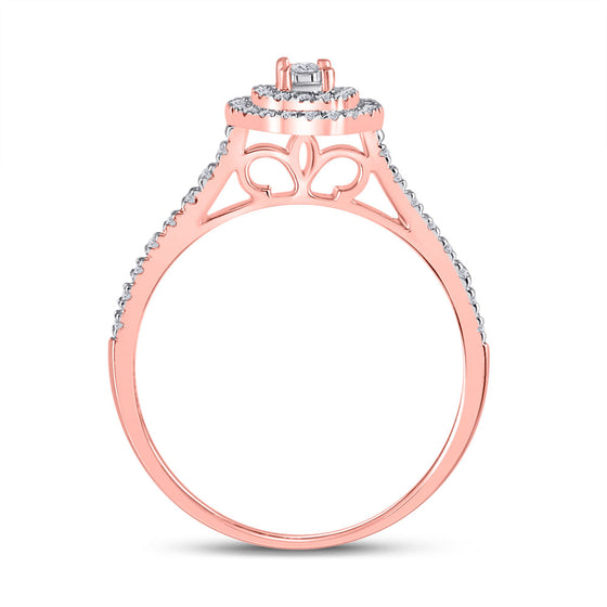 10k Rose Gold Round Diamond Bridal Wedding Ring Band Set 1/3 Cttw