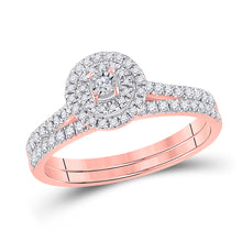  10k Rose Gold Round Diamond Bridal Wedding Ring Band Set 1/3 Cttw
