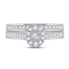 10k White Gold Round Diamond Bridal Wedding Ring Band Set 1/2 Cttw