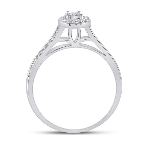 10k White Gold Round Diamond Bridal Wedding Ring Band Set 1/2 Cttw