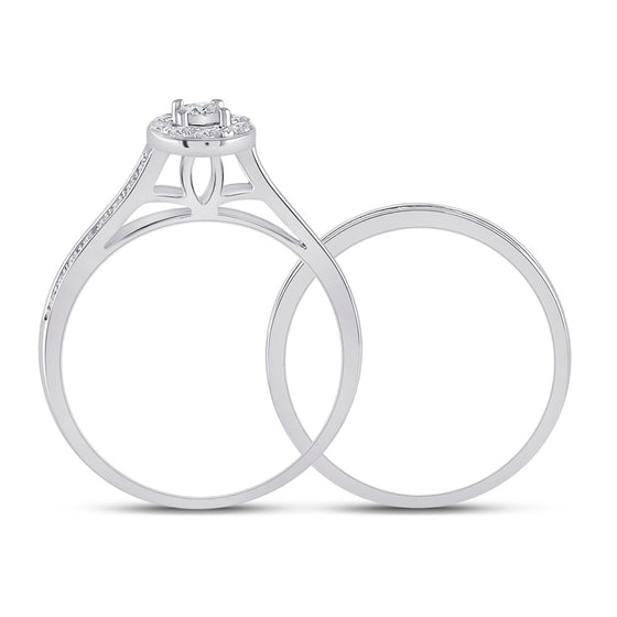 10k White Gold Round Diamond Bridal Wedding Ring Band Set 1/2 Cttw
