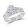 10k White Gold Round Diamond Bridal Wedding Ring Band Set 1/2 Cttw