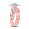 10k Rose Gold Round Diamond Halo Bridal Wedding Ring Band Set 1/2 Cttw