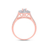 10k Rose Gold Round Diamond Halo Bridal Wedding Ring Band Set 1/2 Cttw