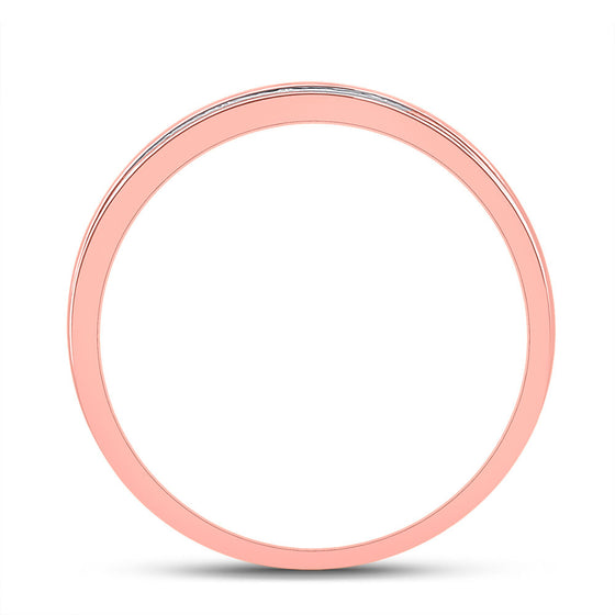 10k Rose Gold Round Diamond Halo Bridal Wedding Ring Band Set 1/2 Cttw