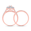10k Rose Gold Round Diamond Halo Bridal Wedding Ring Band Set 1/2 Cttw