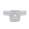 10k White Gold Round Diamond Halo Bridal Wedding Ring Band Set 1/2 Cttw