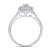10k White Gold Round Diamond Halo Bridal Wedding Ring Band Set 1/2 Cttw