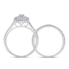 10k White Gold Round Diamond Halo Bridal Wedding Ring Band Set 1/2 Cttw