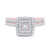 10k Rose Gold Round Diamond Halo Bridal Wedding Ring Band Set 1/2 Cttw